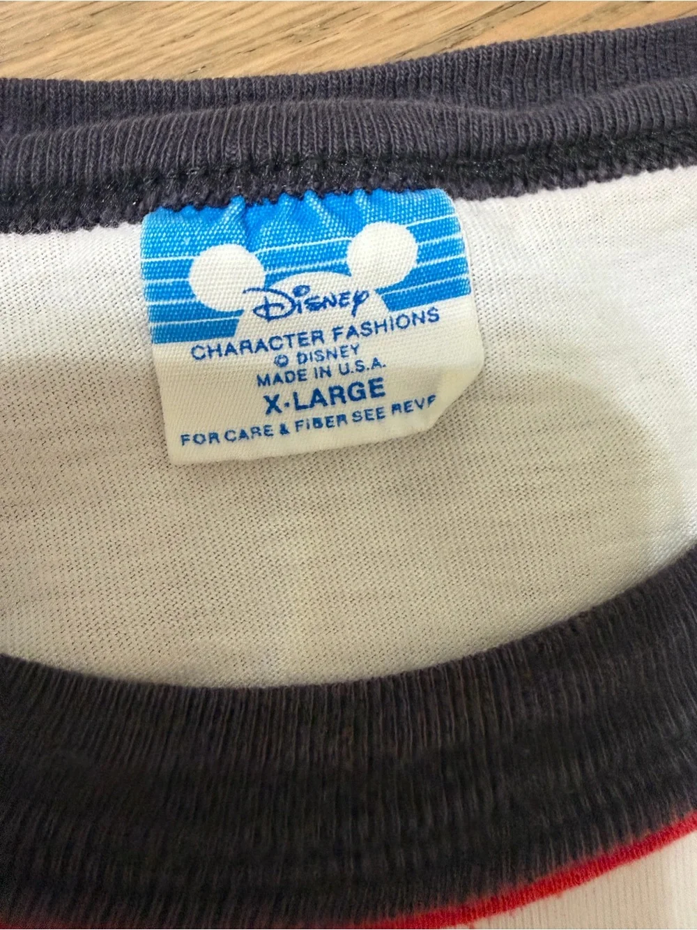 Vintage  Disney White Mickey Mouse Graphic Ringer Tee with Black & Red Trim